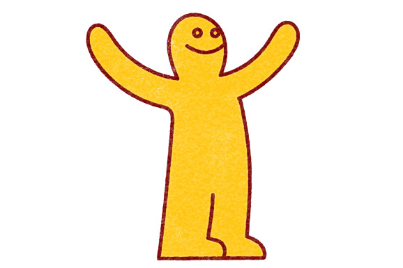 Illustration med figur som jublar.