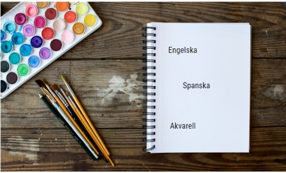 Logga till att anmäla sig till kurser i engelska, spanska eller akvarell.