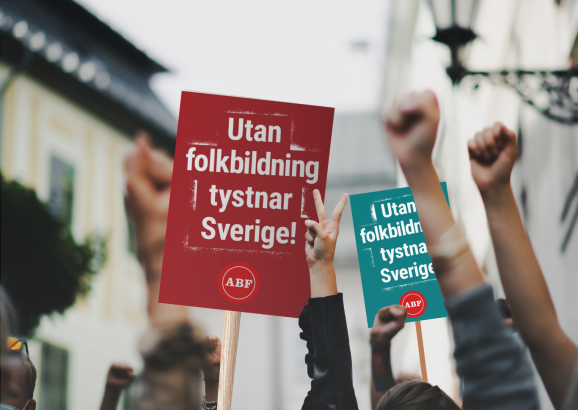 1 maj plakat med budskapet Utan folkbildning tystnar Sverige