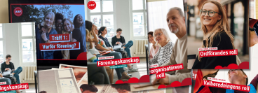 Ett kollage av omslag till utbildningsmaterialen om Föreningskunskap